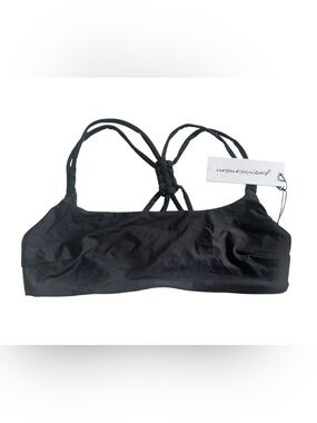 NWT Unsubscribed Black Strappy Braided Back Bikini Top Size XS NWT $75